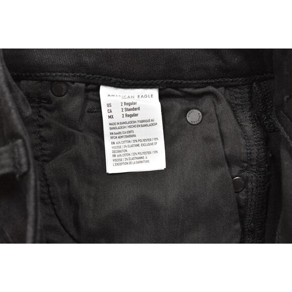 American Eagle Curvy Hi-Rise Mini Denim Skirt Black Size 2 Distressed NEW - Picture 2 of 8